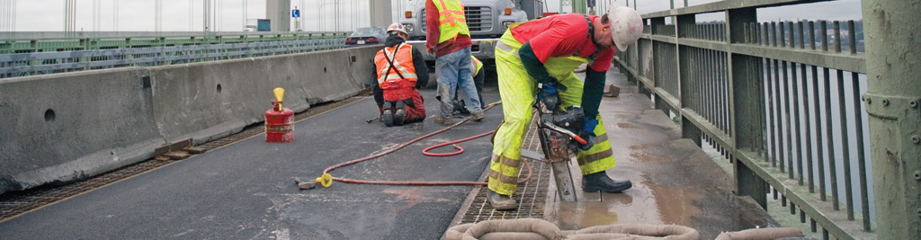 Powergrit beton zagen op brug